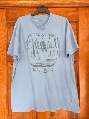 Izod Light Blue 'Hooks & Lines' Graphic Short Sleeve Tee
